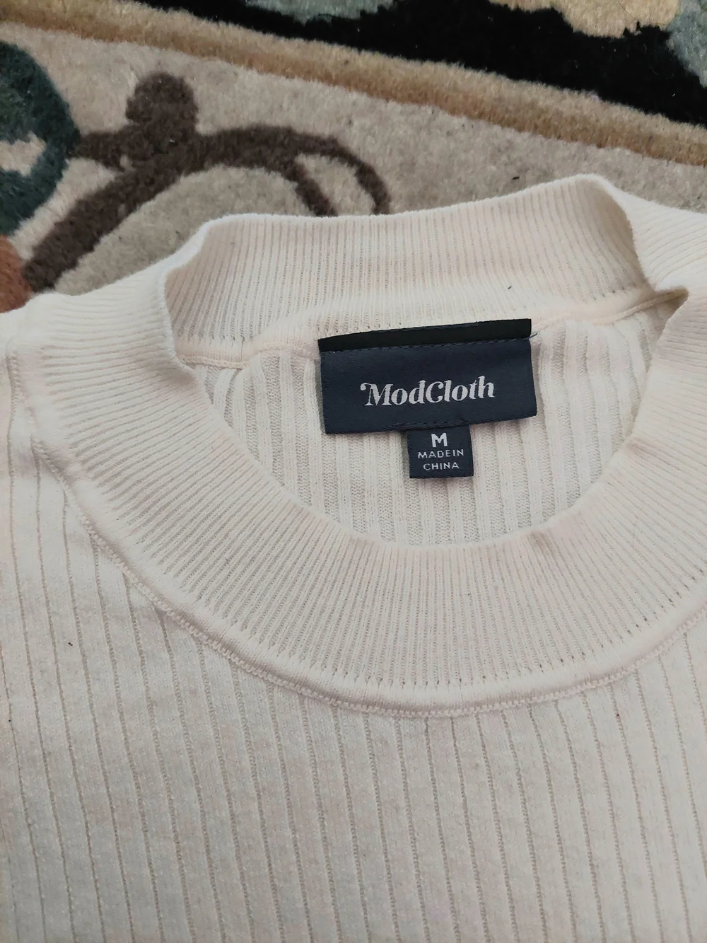 ModCloth Cream Ribbed Short-Sleeve Sweater - Picture 2 of 6